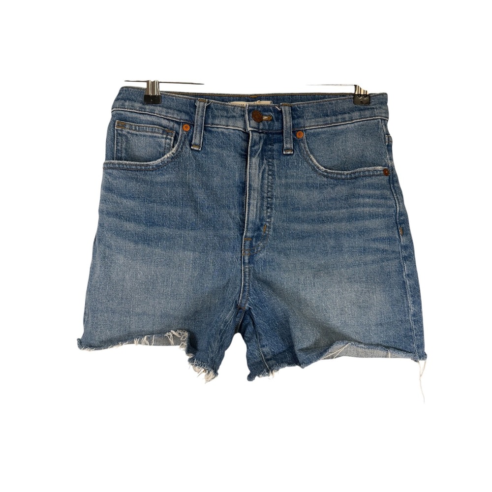 Madewell Womens High Rise Denim Shorts Medium Wash Cut Off Frayed Size 27